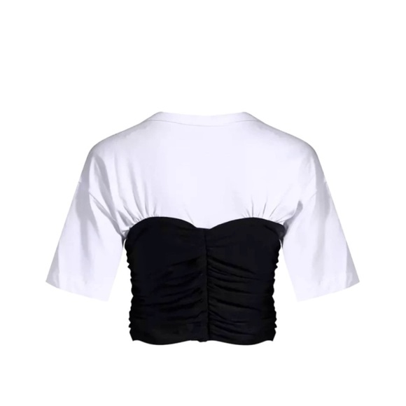 𝅺black / White Corset Crop Top - Picture 4 of 4